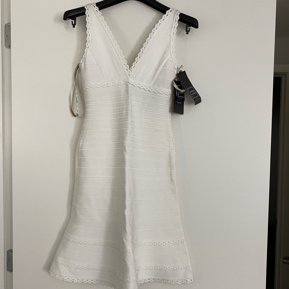 Herve Leger Evelyn bandage mini dress white small